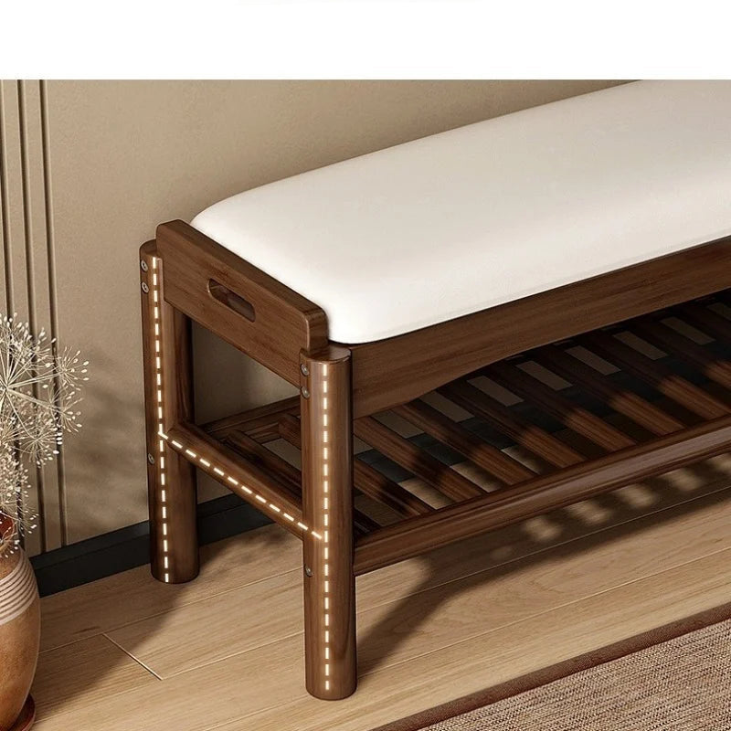 Meuble à chaussure en bois avec tabouret pour l'entrée de la maison -