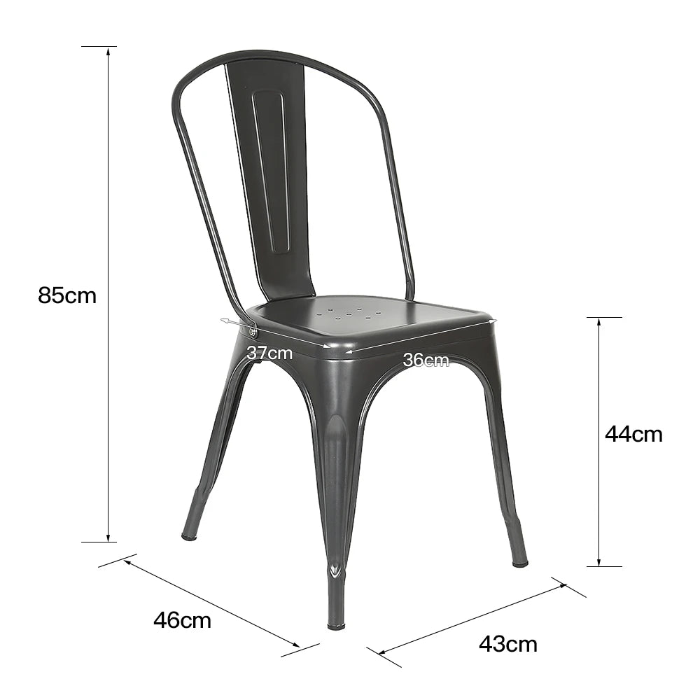 Chaise salle à manger industriel noir/gris en métal 4 ensembles - Dark gris Chaise salle à manger