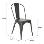 Chaise salle à manger industriel noir/gris en métal 4 ensembles - Dark gris Chaise salle à manger