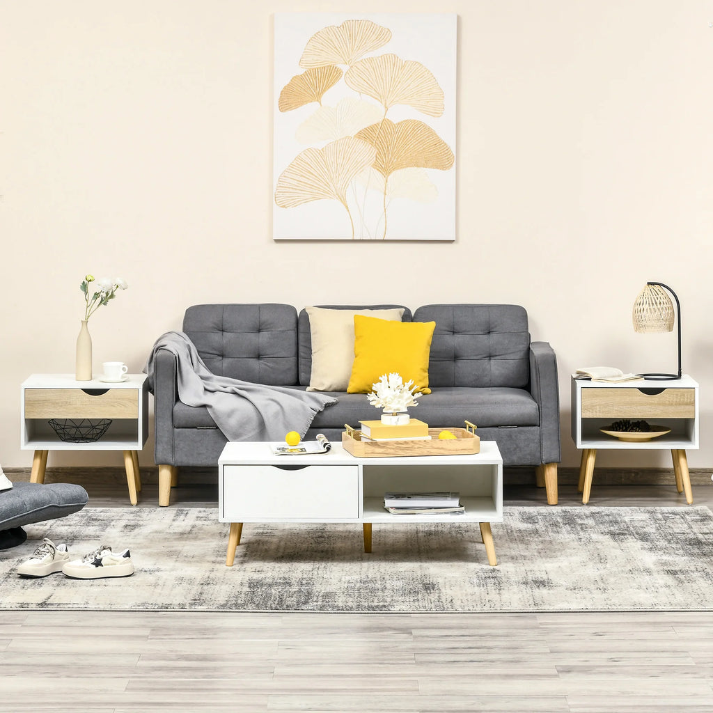 Table de chevet bois naturel 2 ensemble 50x39x51 cm -