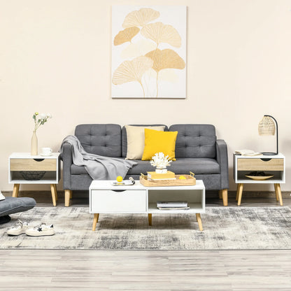 Table de chevet bois naturel 2 ensemble 50x39x51 cm -