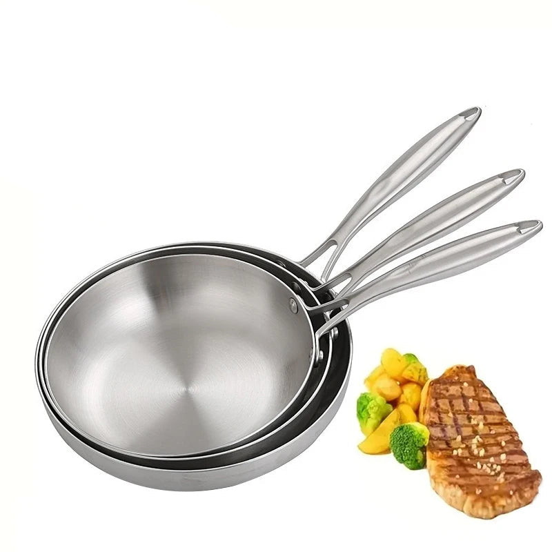 Poêle en acier inox argentée -