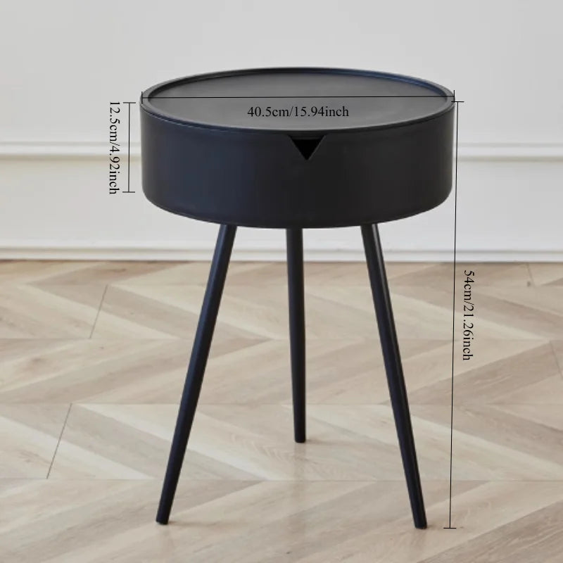 Table de chevet ronde d'appoint avec rangement -