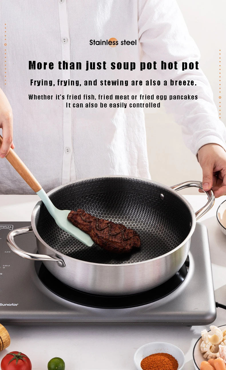 Poêle inox pour induction à pogné double -