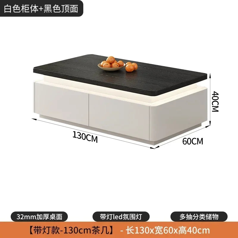 Table basse bois scandinave de luxe - 130x60x40cm LED-1