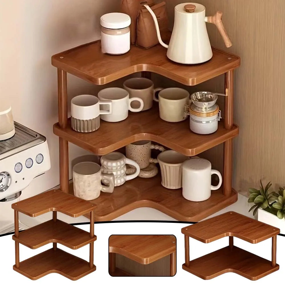 Étagère café d'angle moderne en bois -