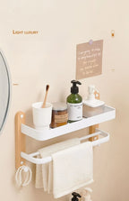 Étagère salle de bain de luxe en bois noyer -