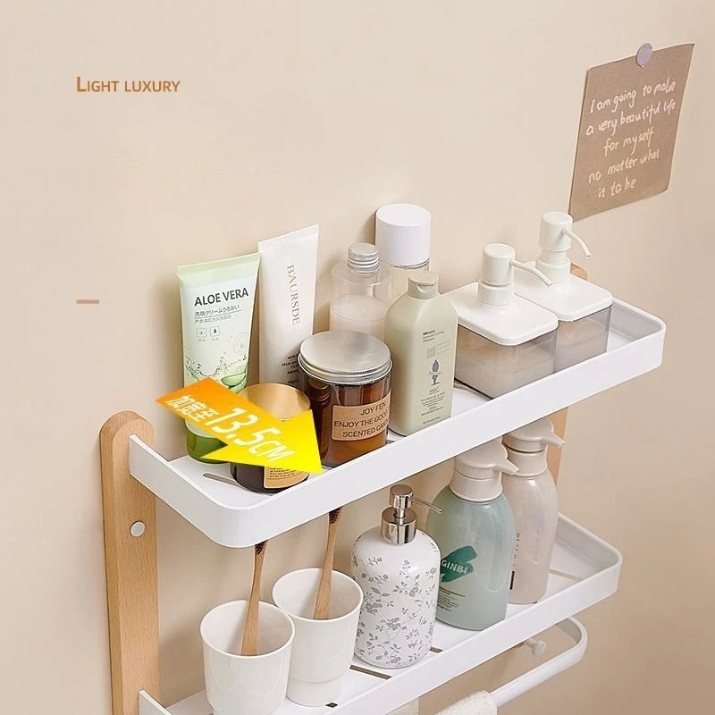 Étagère salle de bain de luxe en bois noyer -