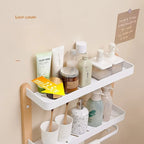 Étagère salle de bain de luxe en bois noyer -