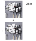 Étagère salle de bain douche pratique - C Noir 2pcs