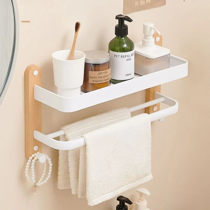 Étagère salle de bain de luxe en bois noyer -