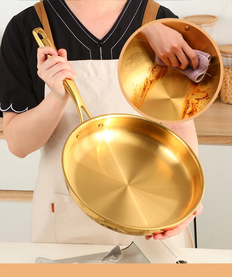 Poêle inox haut de gamme doré -