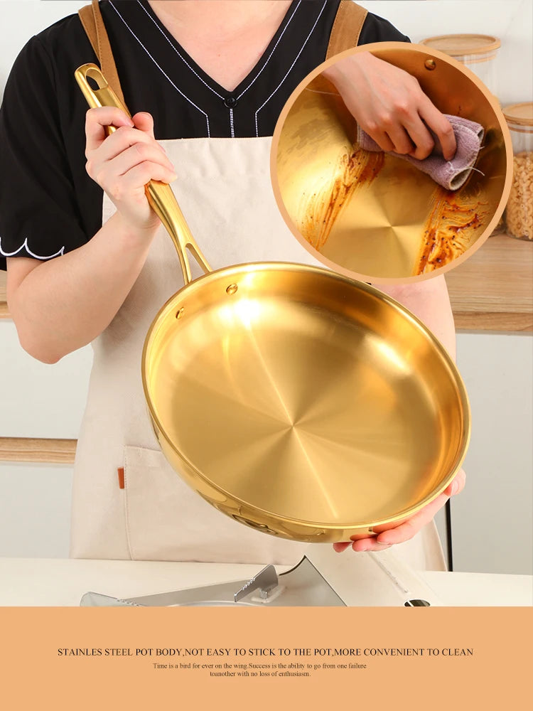 Poêle inox haut de gamme doré -