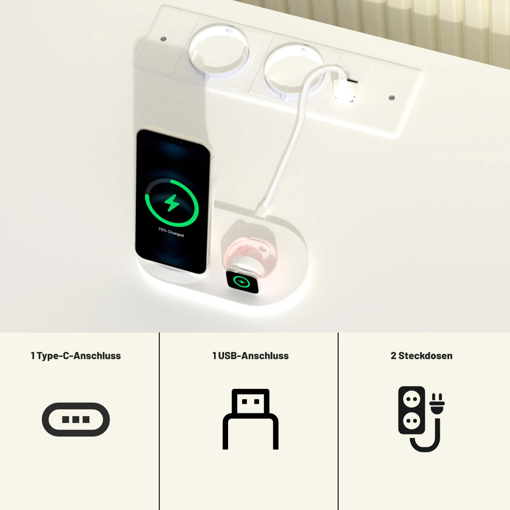 Table de chevet intelligente avec station de recharge USB -