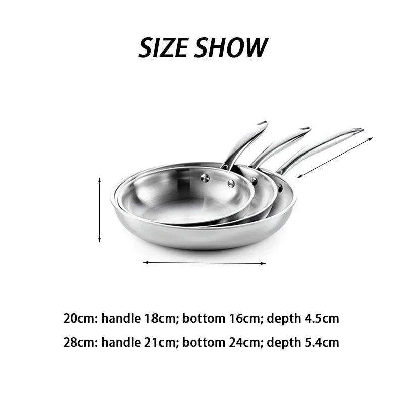 Poêle inox sans revêtement à triple couches - Poêle à frire