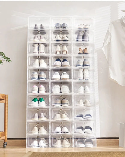 Meuble à chaussure de style boite en plastique transparente -