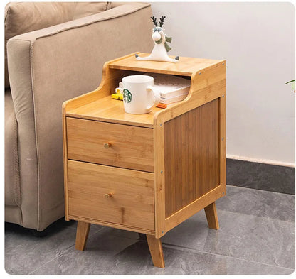 Table de chevet avec tiroir et en bois de bambou -