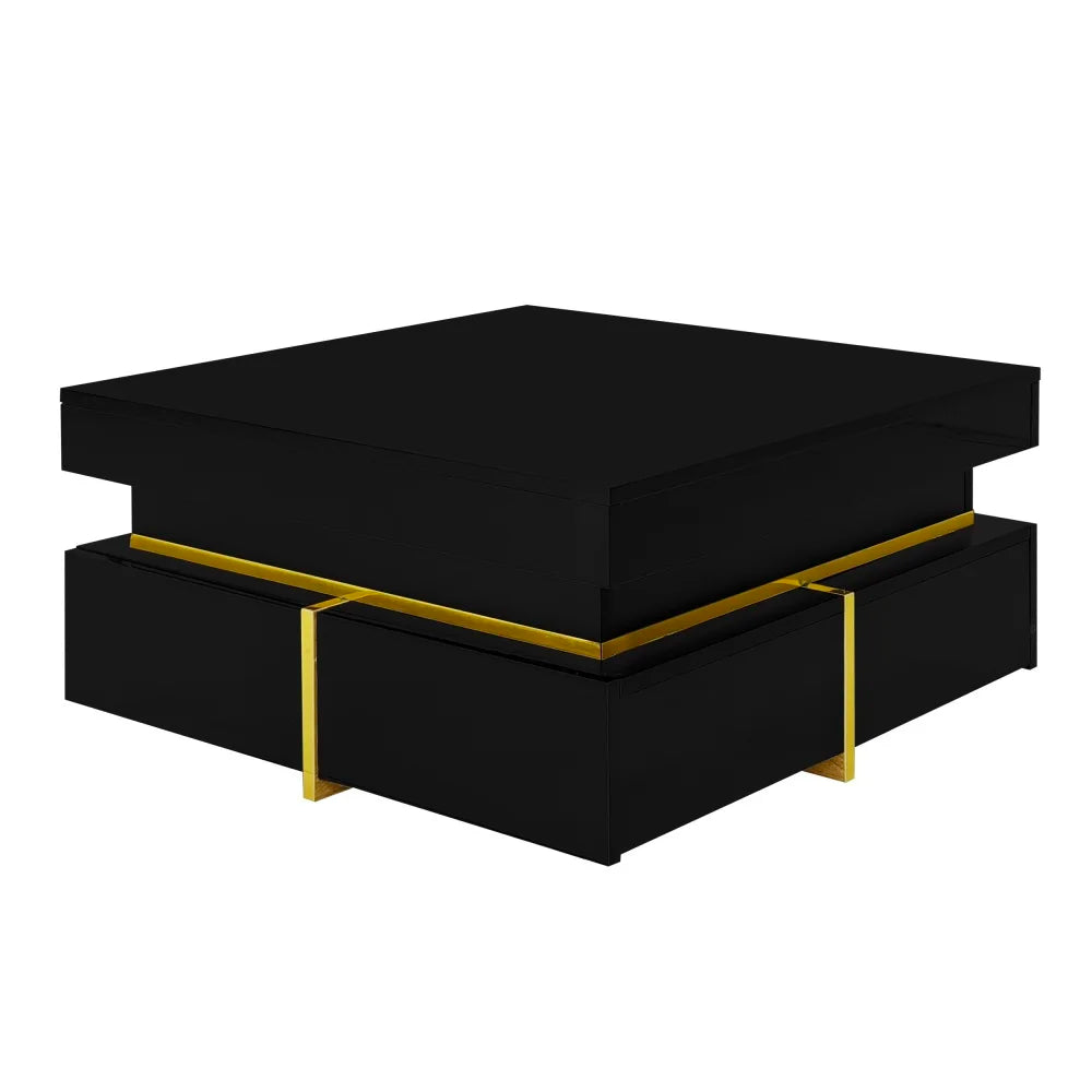 Table basse laquée brillante pour salon disponible en noir et blanc -