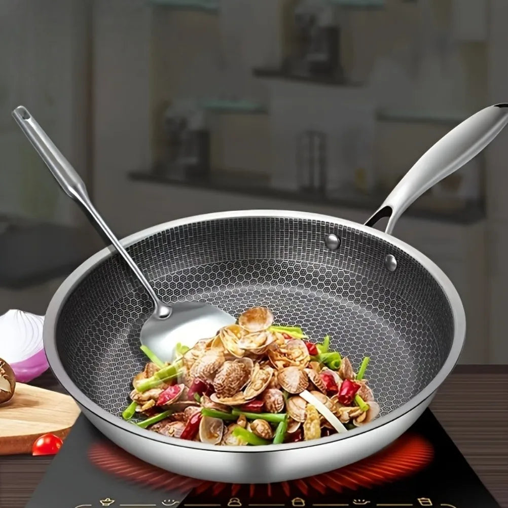 Poêle inox compatible avec gaz et induction -