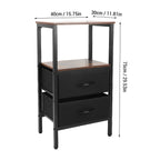 Table de chevet en MDF et acier carbone à 2 tiroirs -