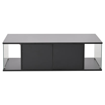 Table basse de salon noir en verre trompé - Noir Table basse