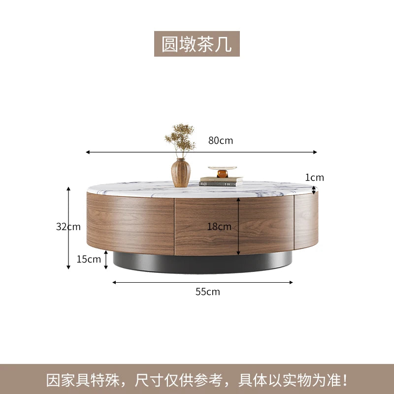 Table basse bois noyer de forme ronde - B