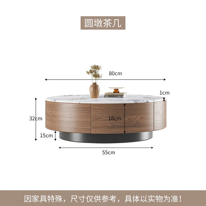 Table basse bois noyer de forme ronde - B