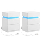Table de chevet pas chère à LED et 3 tiroirs 2 pcs - Blanc Lot de 2 Table de chevet