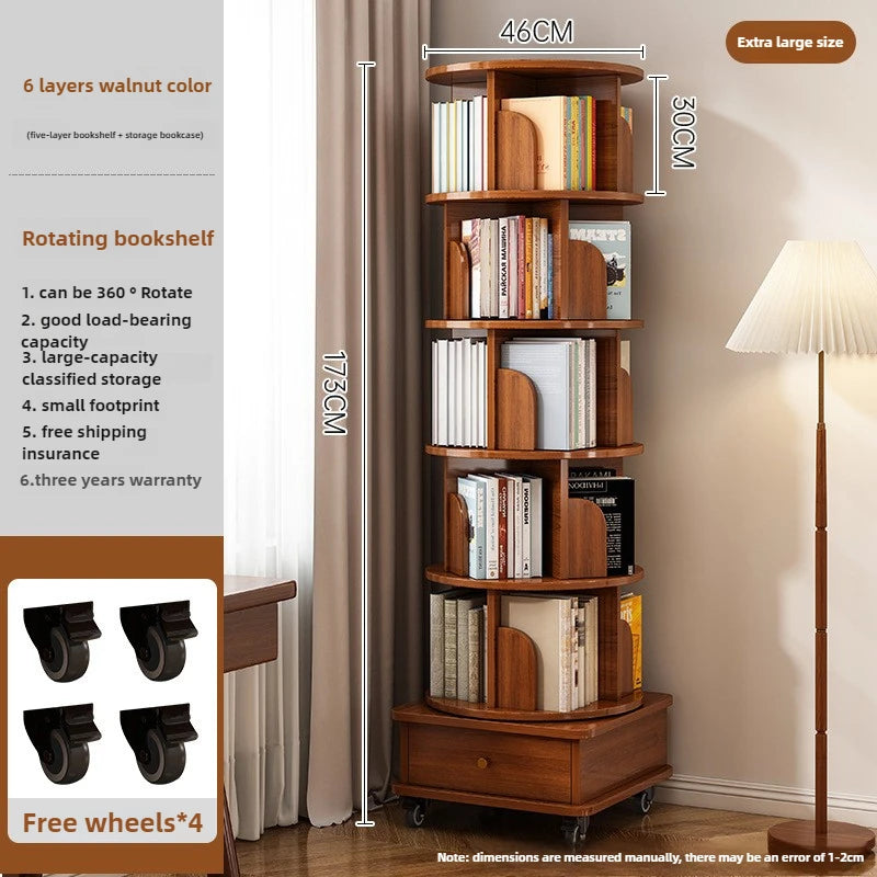 Étagère livre en bois rotatif - A