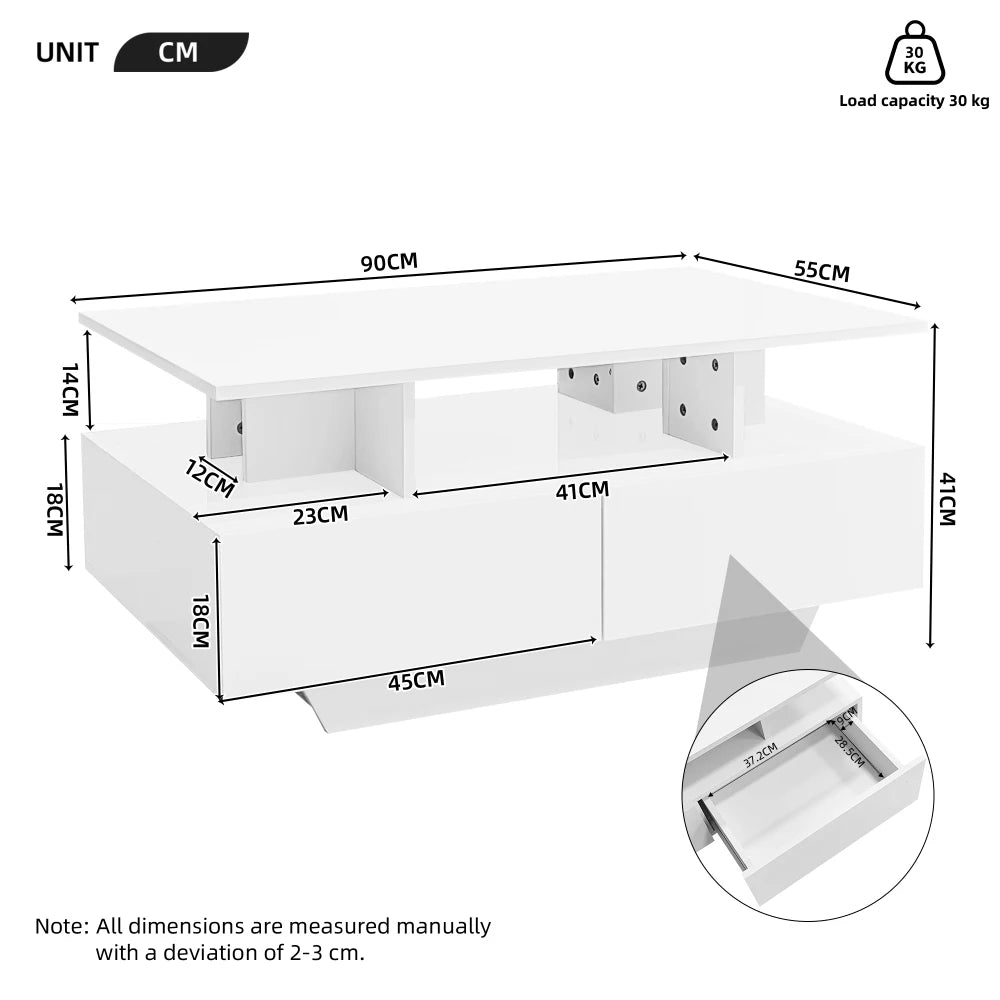 Table basse Multifonction à LED 90x55x41 Cm -