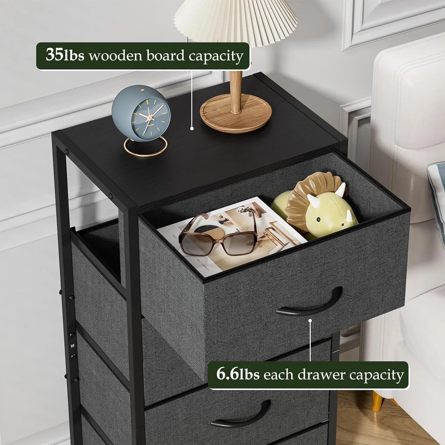 Table de nuit commode verticale à 4 tiroirs -