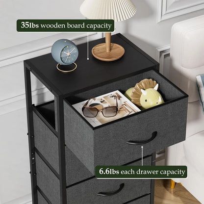 Table de nuit commode verticale à 4 tiroirs -