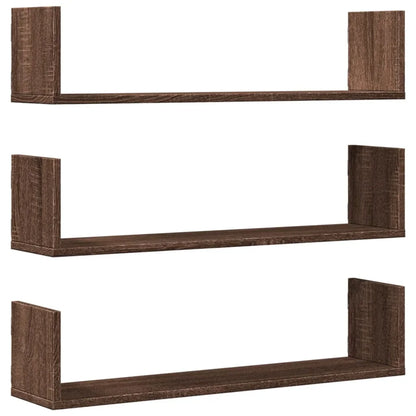 étagère murale livre 3 pcs Blanc 58x18x18 cm - Chêne marron