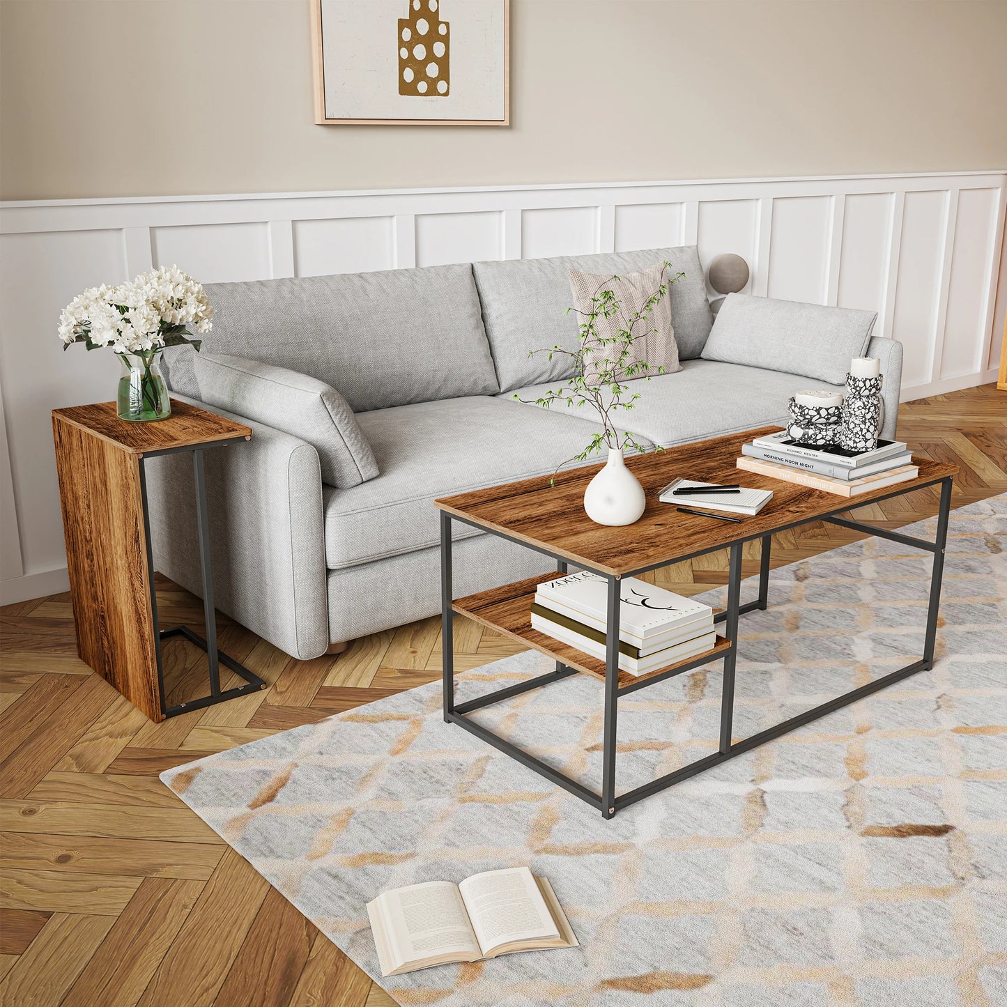 Table basse minimaliste pieds en métal -