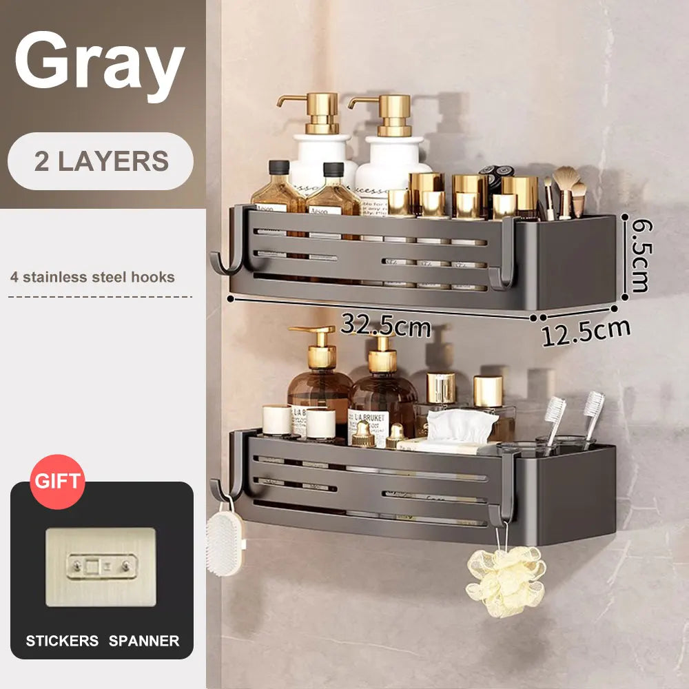 étagère murale douche originale - Gris 2pcs
