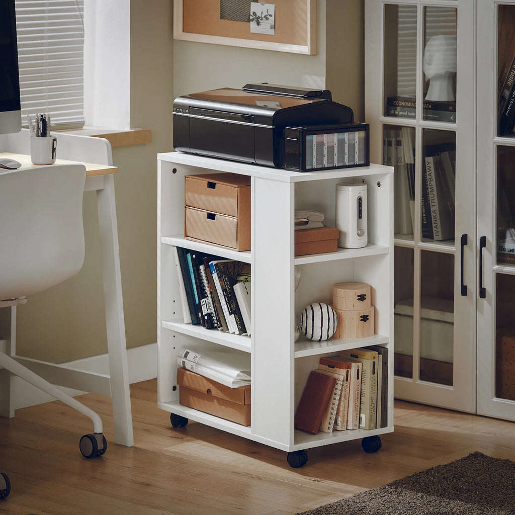 Meuble de rangement à roulettes blanches 60x75x35cm -