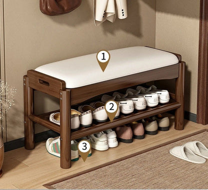 Meuble à chaussure en bois avec tabouret pour l'entrée de la maison -
