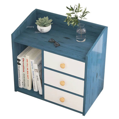 Table de nuit bibliothèque en bois -