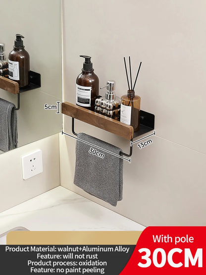 étagère murale salle de bain design moderne et tendance - Bois noir 30cm bar