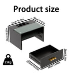 Table de nuit avec plateau verre trempé LED - Table de nuit Noir