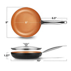 Poêle céramique en revêtement de cuivre avec couvercle -