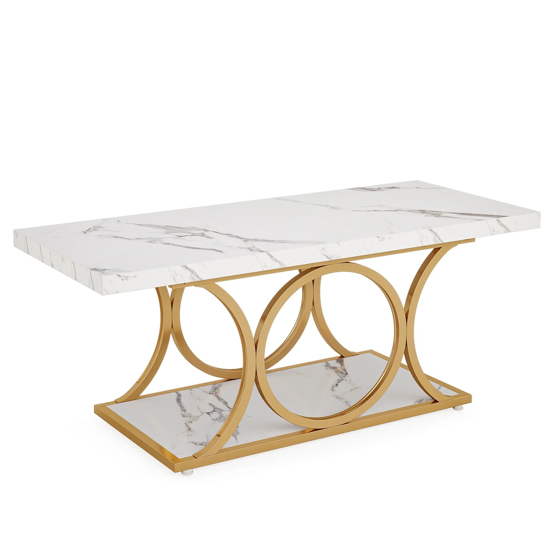 Table basse vintage en faux marbre - Blanc Table basse