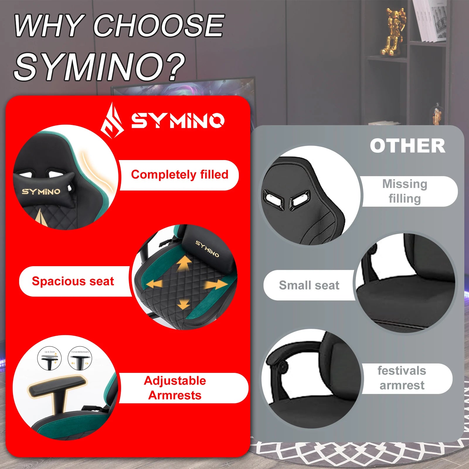 Chaise de bureau noir avec roulette et coussin -