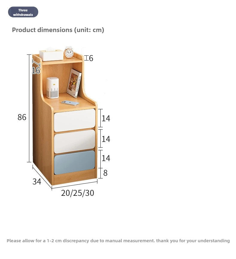 Table de nuit compacte avec 3 tiroirs moderne -