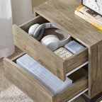 Table de chevet en bois avec 2 tiroirs - 40x40x47cm -