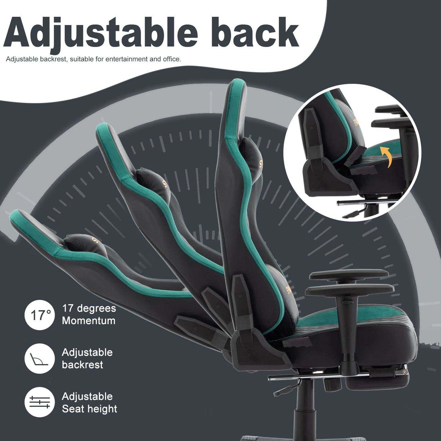 Chaise de bureau noir avec roulette et coussin -