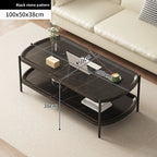 Table basse bois foncé à doubles plateaux - Noir 100