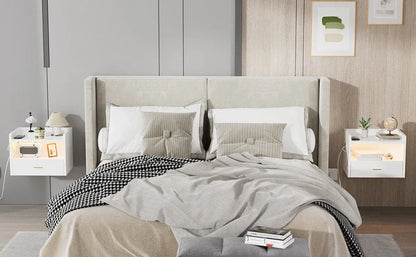 Table de nuit à un tiroir avec une bande lumineuse -