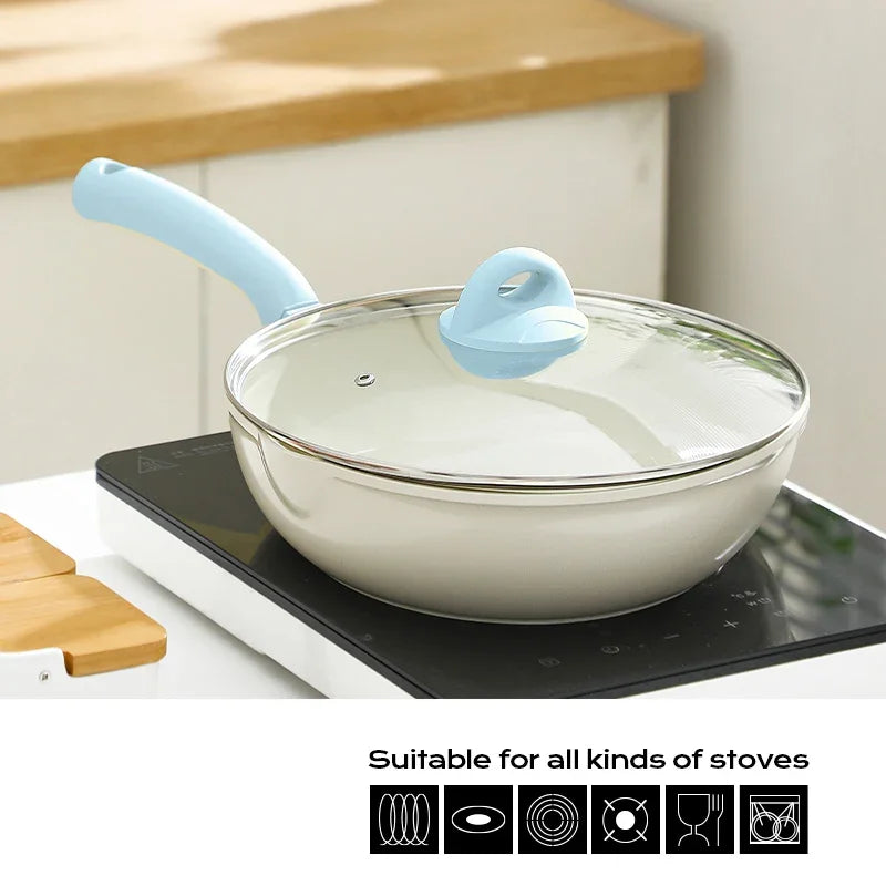 Poêle céramique wok résistant - Bleu