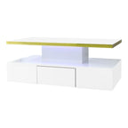 Table basse rectangulaire moderne et brillante avec éclairage LED -